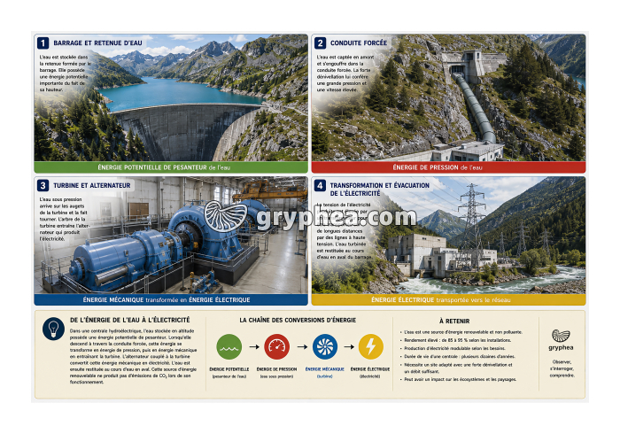 Production d'électricité dans un barrage hydroélectrique - gryphea.org